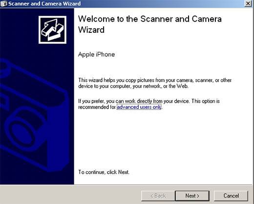 Windows XP Camera und Scanner Wizard