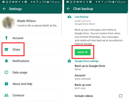 WhatsApp-Chat auf Android sichern