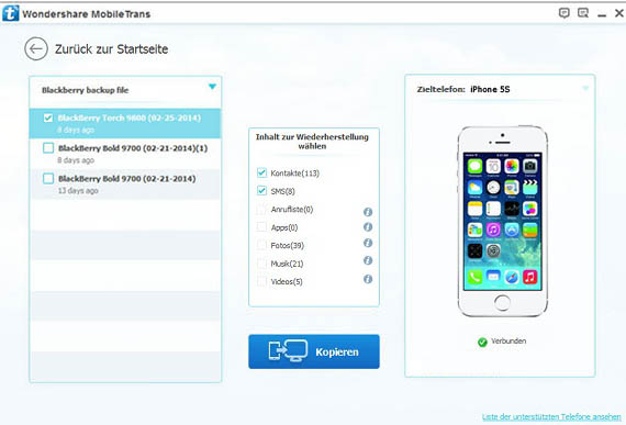 transferieren sie Ihre daten von BlackBerry zu iPhone