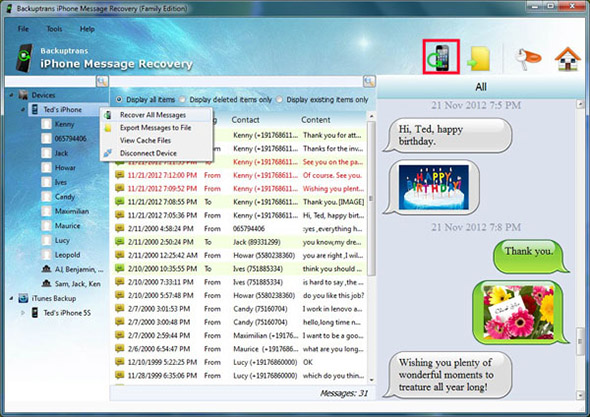 stellen Sie alle Textnachrichten/iMessages wieder her