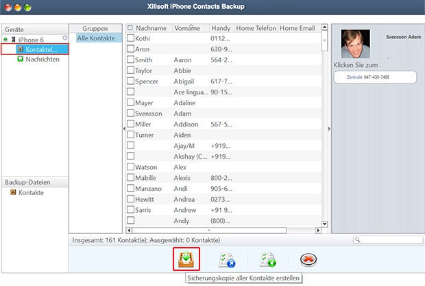 iPhone-Kontakte auf Mac sichern